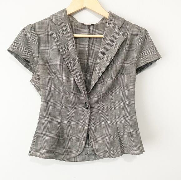 Wet seal plaid cap sleeve crop jacket medium Y2K 2000s short sleeve - Picture 6 of 6